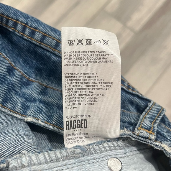NWT Free People Ragged Baggy Skater Jeans Classic Medium Wash Rigid Denim 32 - Picture 9 of 9